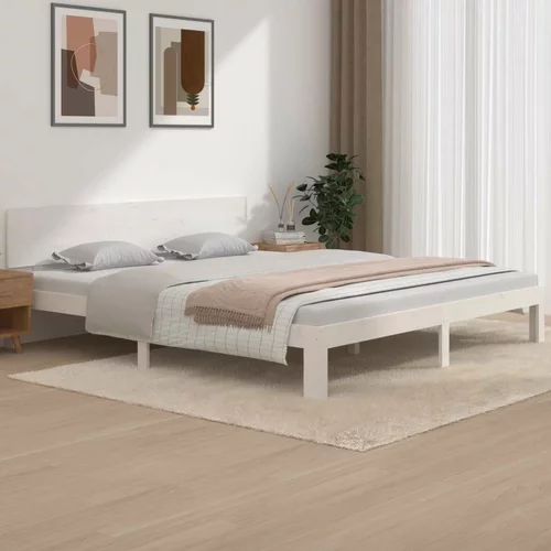  kreveta od masivnog drva bijeli 180 x 200 cm 6FT bračni