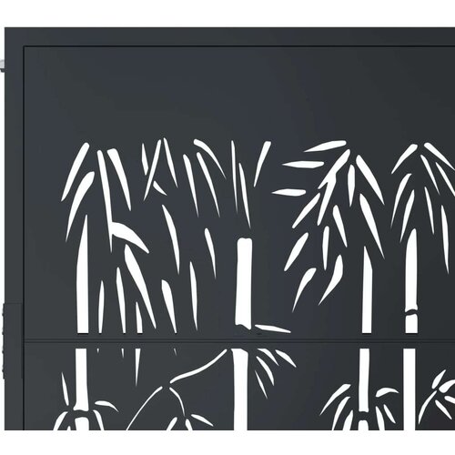 VidaXL Vrtna vrata antracit 105 x 80 cm čelična s uzorkom bambusa Slike