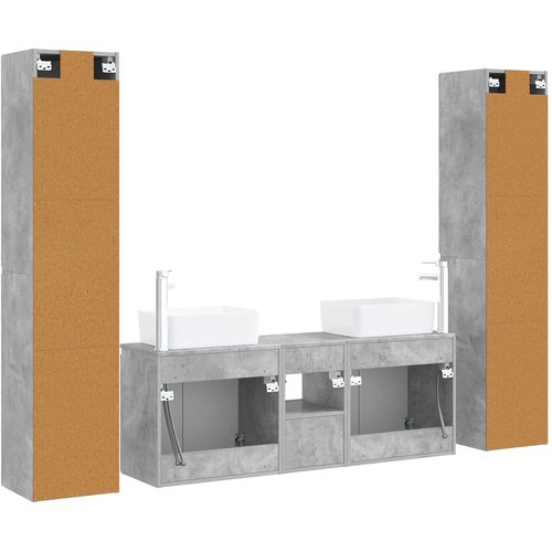  Set namje&amp;scaron;taja za kupaonicu 5 kom. Betonska siva 33 x 34.5 x 160 cm Slike