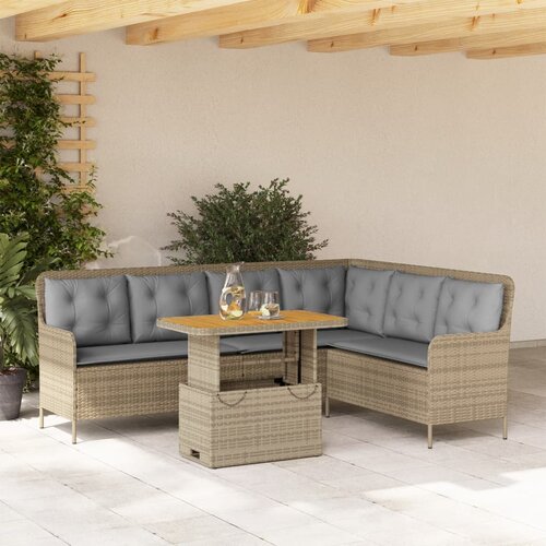 VidaXL 2-dijelni set vrtnih sofa od poliratana s jastucima bež Slike
