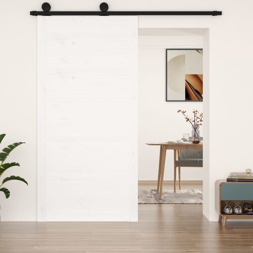 vidaXL Hlevska vrata bela 100x1,8x204,5 cm trdna borovina Cene