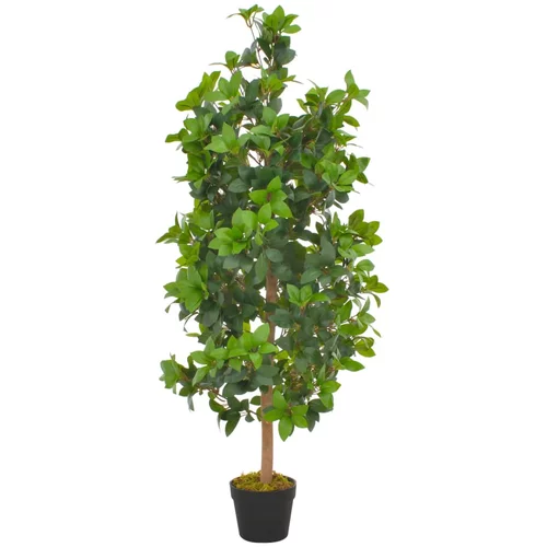 vidaXL Umjetno stablo lovora s posudom zeleno 120 cm