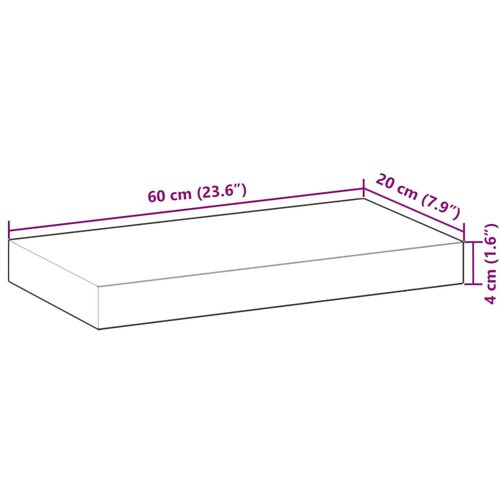  Plutajuće police 4 kom 60x20x4 cm Neobrađeno puno drvo akacije Slike