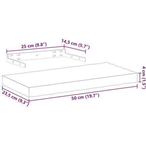  Plutajuće police 2 kom 50x23,5x4 cm od konstruiranog drva Slike