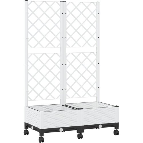  Vrtni saksija s re&amp;scaron;etkom i kotačima Bijela 80 x 40 x 131,5 cm Slike