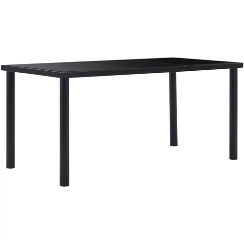  Blagovaonski stol crni 160 x 80 x 75 cm od kaljenog stakla