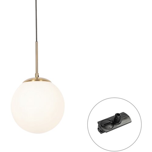 QAZQA Professional Art Deco hanglamp goud met opaal glas incl. rail adapter zwart 1-fase - Iconic Flore Cene