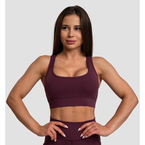 GymBeam Sportski grudnjak Mesh Panel Eggplant Slike