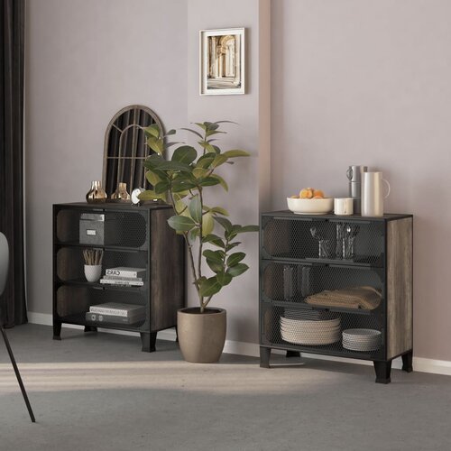 vidaXL Omara 2 kosa siva 72x36x82 cm kovina in MDF Cene
