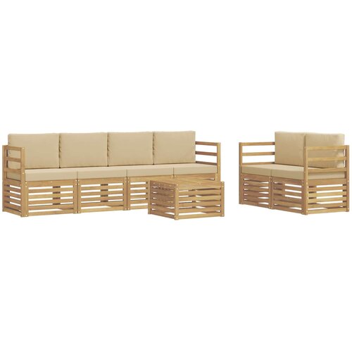 vidaXL Zunanja garnitura za sedenje 7 pcs Bela in bež Poliester, (5000282585) Cene