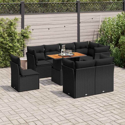  9-dijelni set vrtnih sofa s jastucima od poliratana Slike