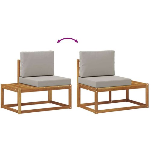  Set vanjskih sofa s jastukom 5 Komad Prirodna i svijetlo siva Slike