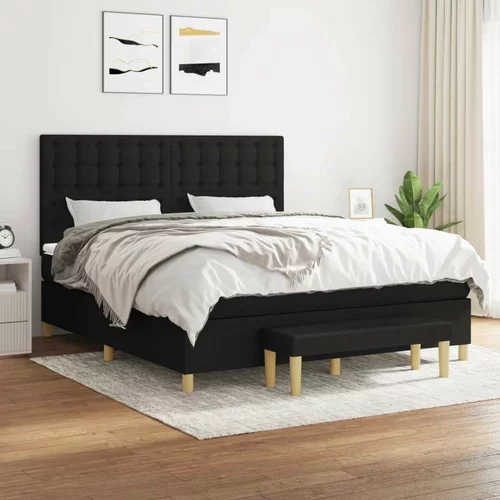  Box spring postelja z vzmetnico črna 160x200 cm blago, (20894488)