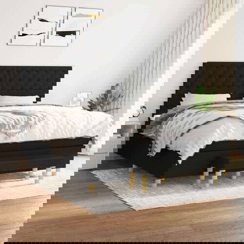  Krevet s oprugama i madracem crni 160x200 cm od tkanine Cijene