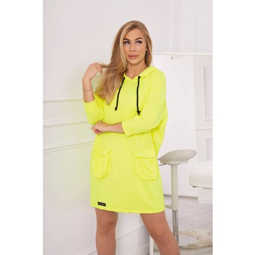 Kesi Yellow neon dress with hood Slike