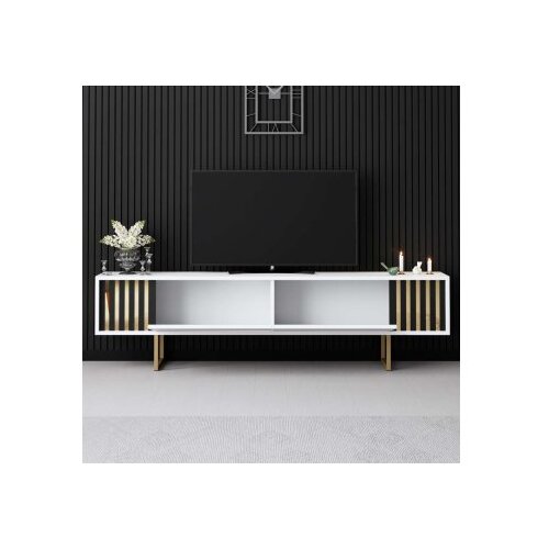 Hanah home TV komoda Gold Line, 180x48x30 cm, Bijelo-Zlatne boje Slike