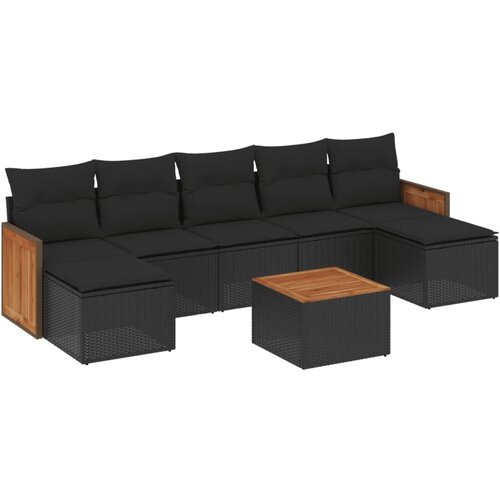 Maison Chic Seti vrtnega pohištva - Vrtna garnitura - Vrtni pohištvo set 8-delna z blazinami črn poli ratan, (21799529) Cene