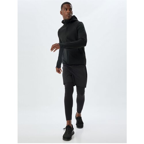 Koton Sports Sweatshirt Hooded Slim Fit Zippered Pocket Detailed Long Sleeve Cene