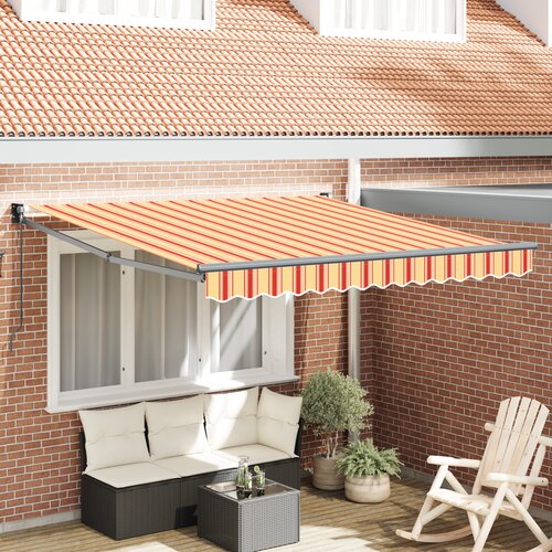 VidaXL ročna zložljiva tenda oranžne in rdeče 350x250 cm Slike