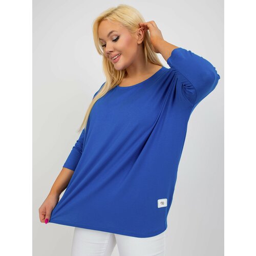 Fashion Hunters Dark blue basic viscose blouse plus size Slike