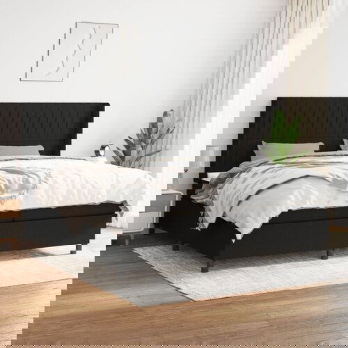 vidaXL Krevet s oprugama i madracem crni 200x200 cm od tkanine Cijene