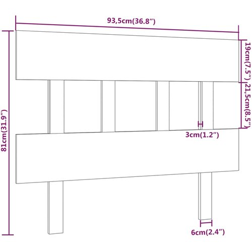  Uzglavlje za krevet boja meda 93,5 x 3 x 81 cm masivna borovina Slike