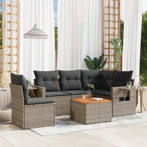vidaXL 6-dijelni set vrtnih sofa od poliratana s jastucima sivi Cijene