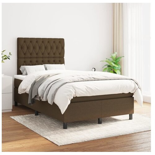  Box spring postelja z vzmetnico temno rjav 120x200 cm blago Cene