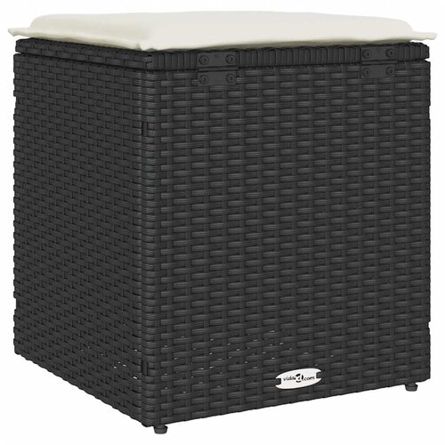  Vrtni tabure s jastucima 2 kom crni 40x40x43 cm poliratan Slike