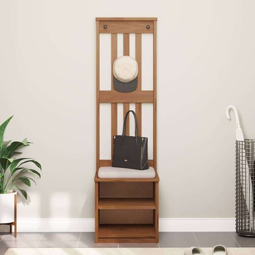  klop za predsobo SANDNES, trden borov les, rjava, 45x40x159,5 cm Slike