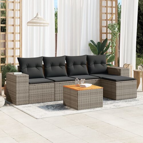 vidaXL 6-dijelni set vrtnih sofa od poliratana s jastucima sivi Cijene