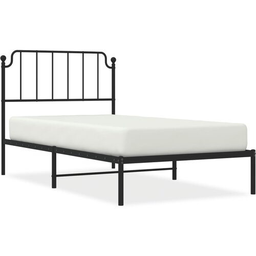 Maison Chic Kovinski Posteljni okvir - Enojna postelja - Postelja za odrasle z vzglavjem črn 100x200 cm, (21694374) Slike