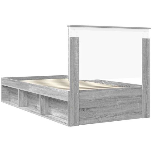  Okvir za krevet s uzglavljem Siva Sonoma 100 x 200 cm Slike