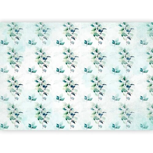  Foto tapeta - Mint nature - uniform pattern in floral motif with green leaves 150x105 Slike
