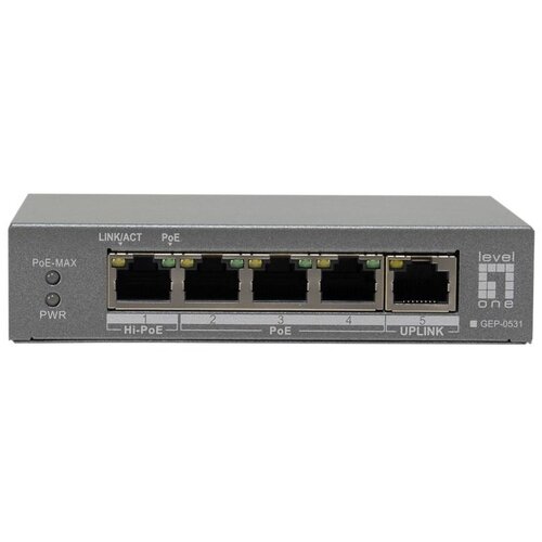  LevelOne 5-Port Gigabit PoE Switch, 802.3af /at /bt PoE, 4 PoE Outputs, 60W Power Budget, Long-Range PoE with Watchdog Cijene