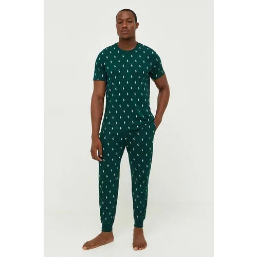 Polo Ralph Lauren Pamučni donji dio pidžame boja: zelena, s uzorkom