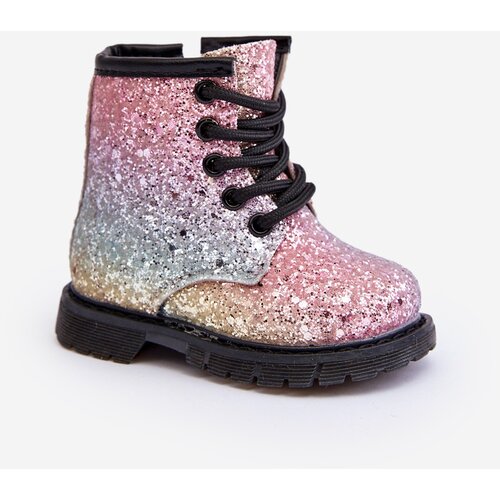 Boto Kids Sparkly Furry Lined Boots with Zipper Multicolor Saussa Cene