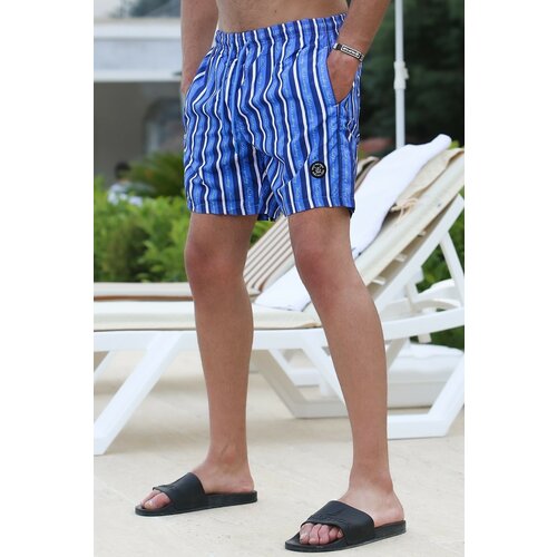 Madmext Swim Shorts - Dark blue - Striped Cene
