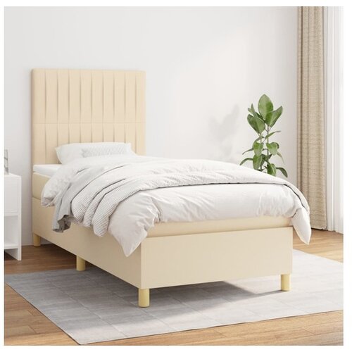 vidaXL Krevet s oprugama i madracem krem 90 x 190 cm od tkanine | shoptok.hr