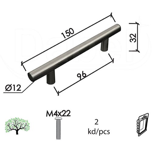 Dabel Ručica za nameštaj C90 INOX 96/150/32/FI12 mm (2kom) M4X22MM DBP2 (0205544) Cene