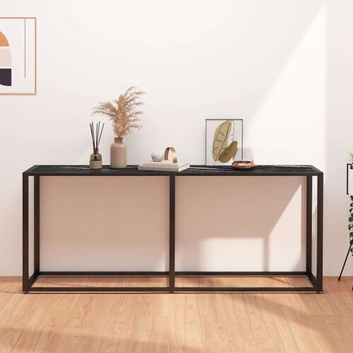 vidaXL Konzolni stol boja crnog mramora 180x35x75,5 cm kaljeno staklo Cijene
