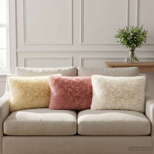  Presvlaka za jastuk 6 pcs HEERLEN Krem 40 x 60 cm PV flis Slike