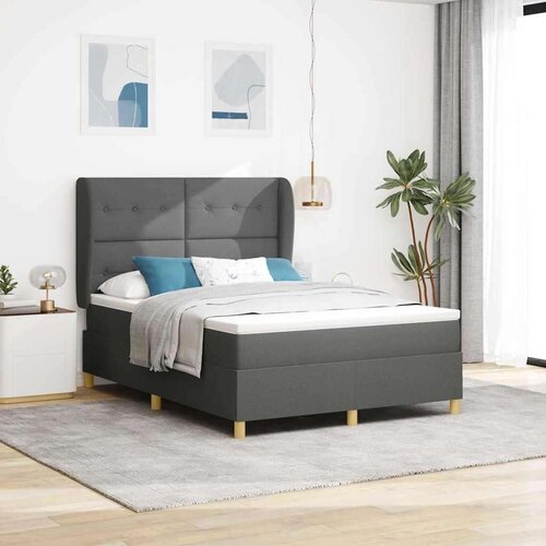  Box Spring Postelja z Blazino Temno Siva 140x190 cm Tkanina, (22051757) Cene