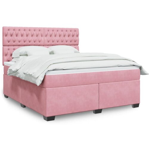 vidaXL Box spring postelja z vzmetnico roza 180x200 cm žamet Cene