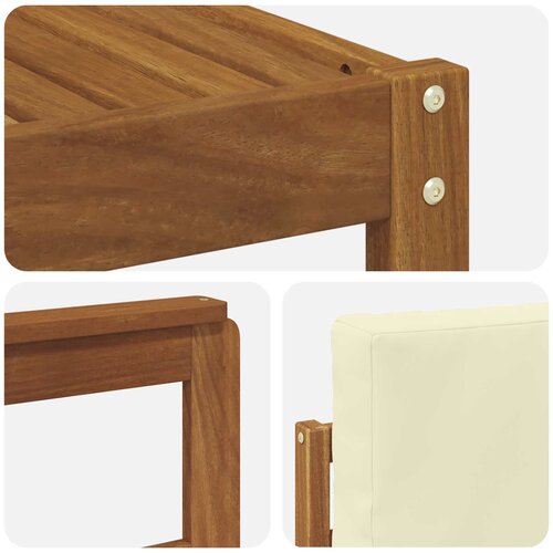  Set vanjskih sofa 5 kom. Prirodna i krem Čvrsto drvo akacije 59 x 59 x 37 cm Slike