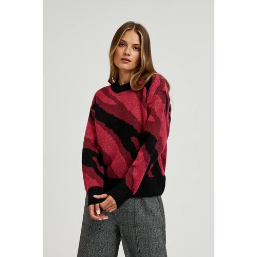 Moodo Women&amp;#039;s sweater with geometric pattern - red Slike