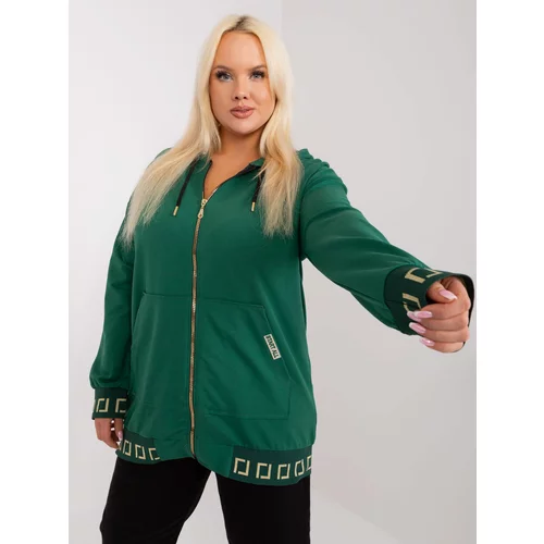 Fashion Hunters Navy green sweatshirt plus size with decorative cuffs