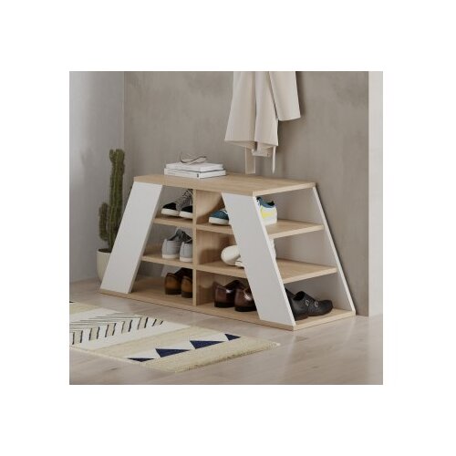 Hanah home pyramid shoe bench - oak, white oakwhite shoe cabinet Slike
