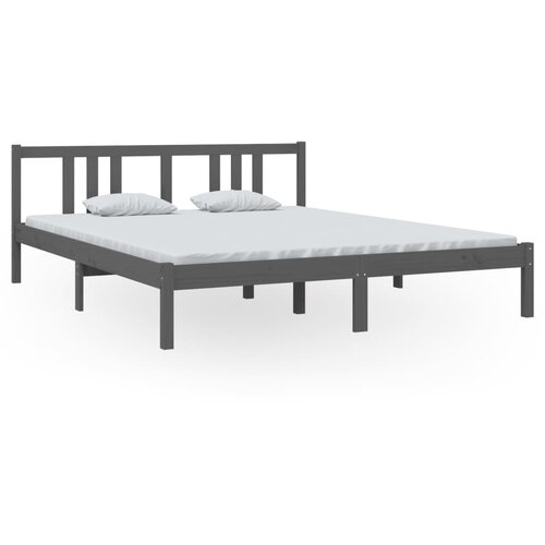 VidaXL Posteljni okvir siv iz trdnega lesa 160x200 cm, (20643638) Slike
