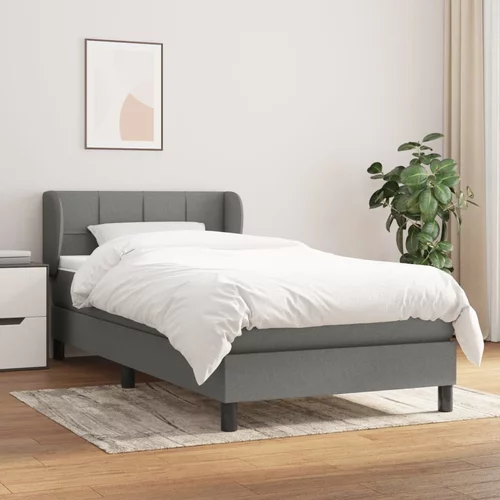 vidaXL Box spring postelja z vzmetnico temno siva 100x200 cm blago